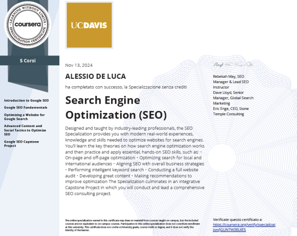 Search Engine Optimization (SEO) - delucaalessio